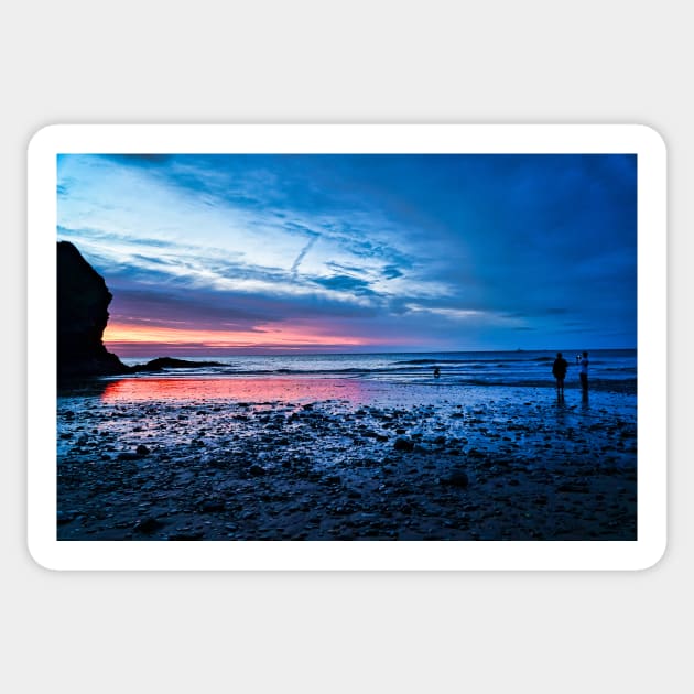 Beautiful Sunset Beach - Coastal Scenery At Night Sticker by Harmony-Mind